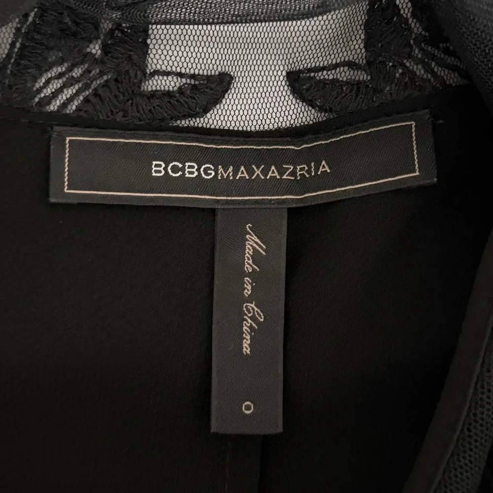 BCBGMAXAZRIA Black Lace High-Low Gown Sleeveless Formal Dress Size 0 - Picture 5 of 12